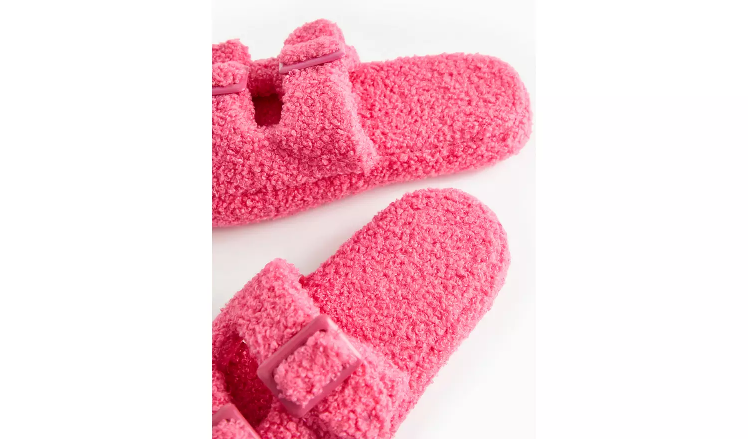 Pink Borg Double Strap Slippers S