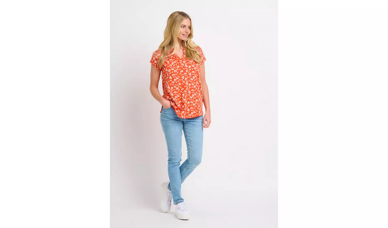 BRAKEBURN Coral Floating Floral Blouse - 12
