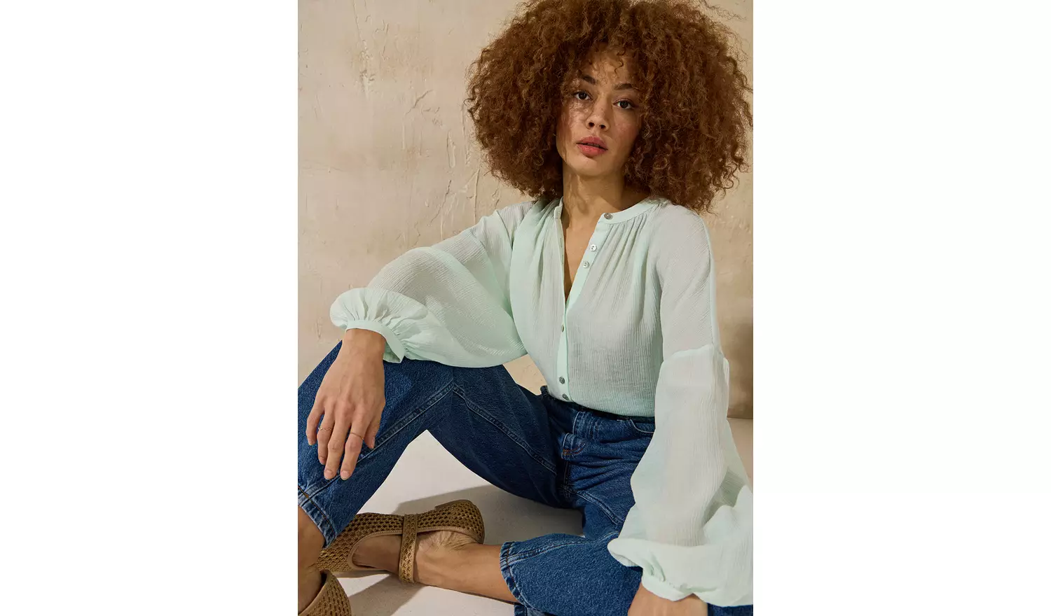 EVERBELLE Pale Green Button Detail Blouse 10