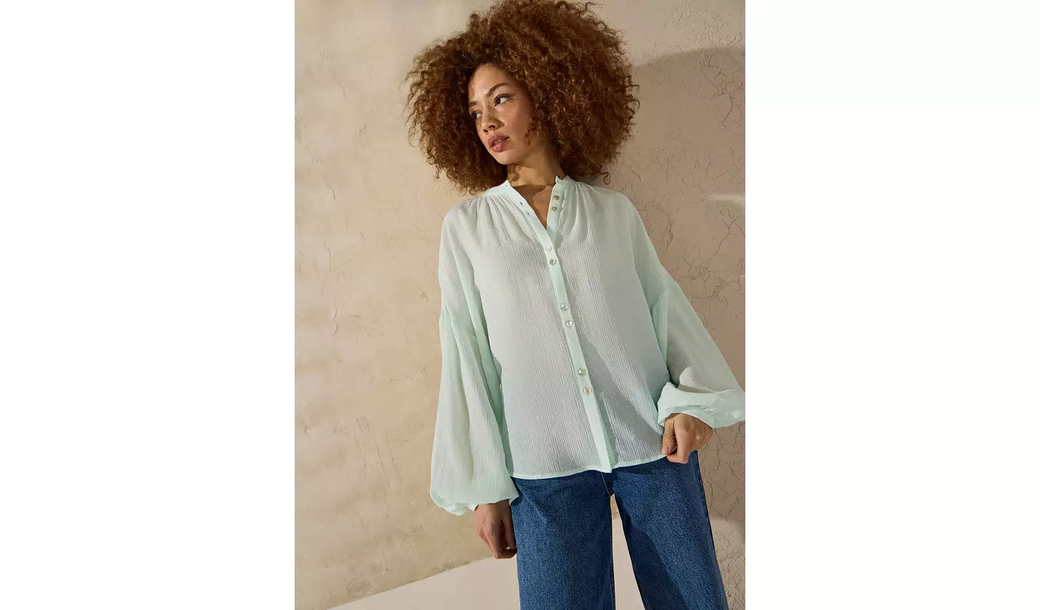 EVERBELLE Pale Green Button Detail Blouse 10