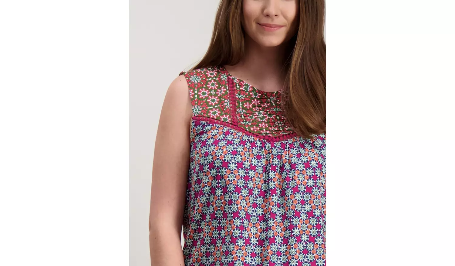 Multicoloured Boho Lace Trim Shell - 26