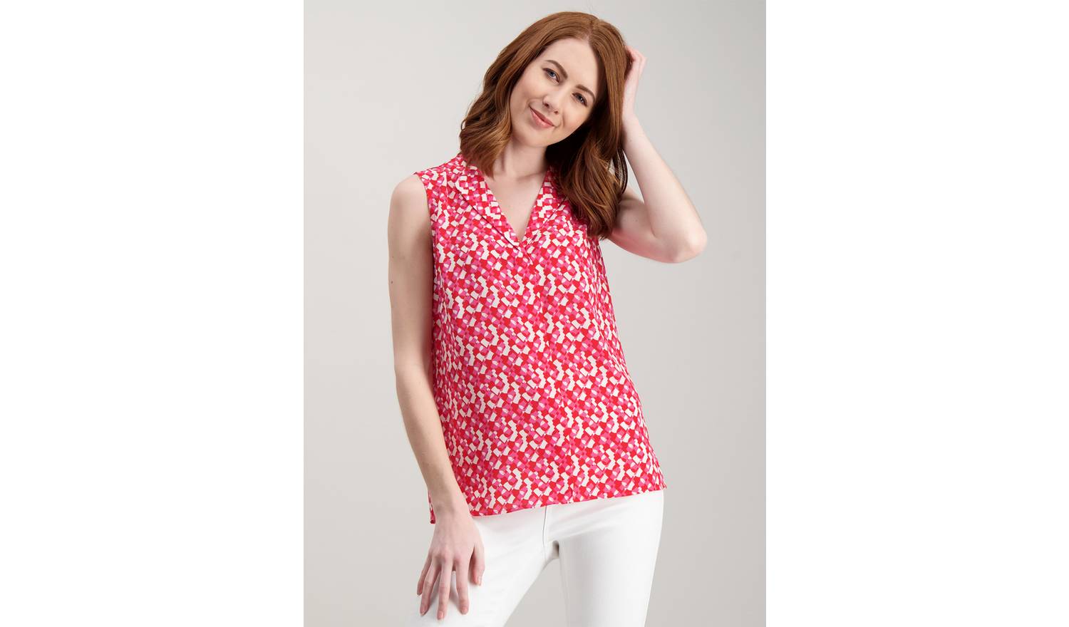 Multicoloured Geometric Print Shell Top - 6