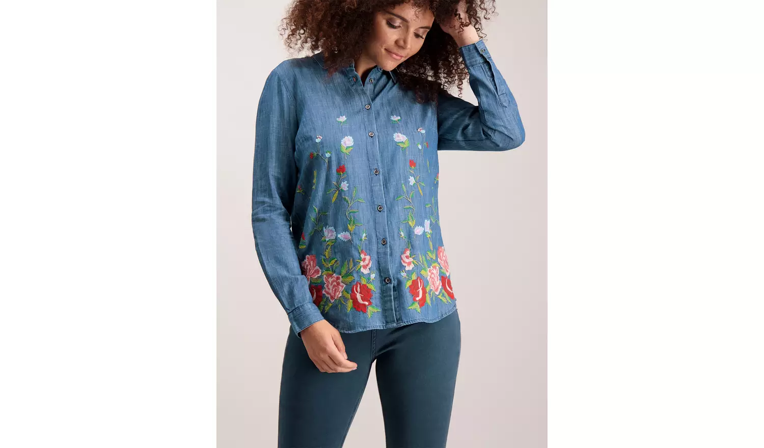 Embroidered Denim Shirt - 28