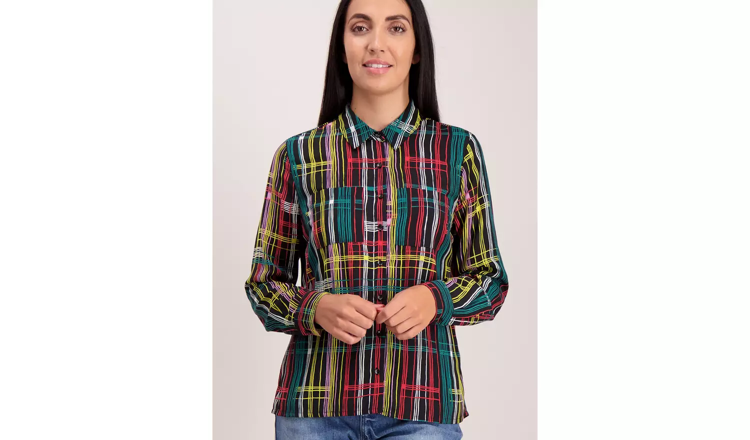 Multicoloured Geometric Print Long Sleeve Shirt - 24