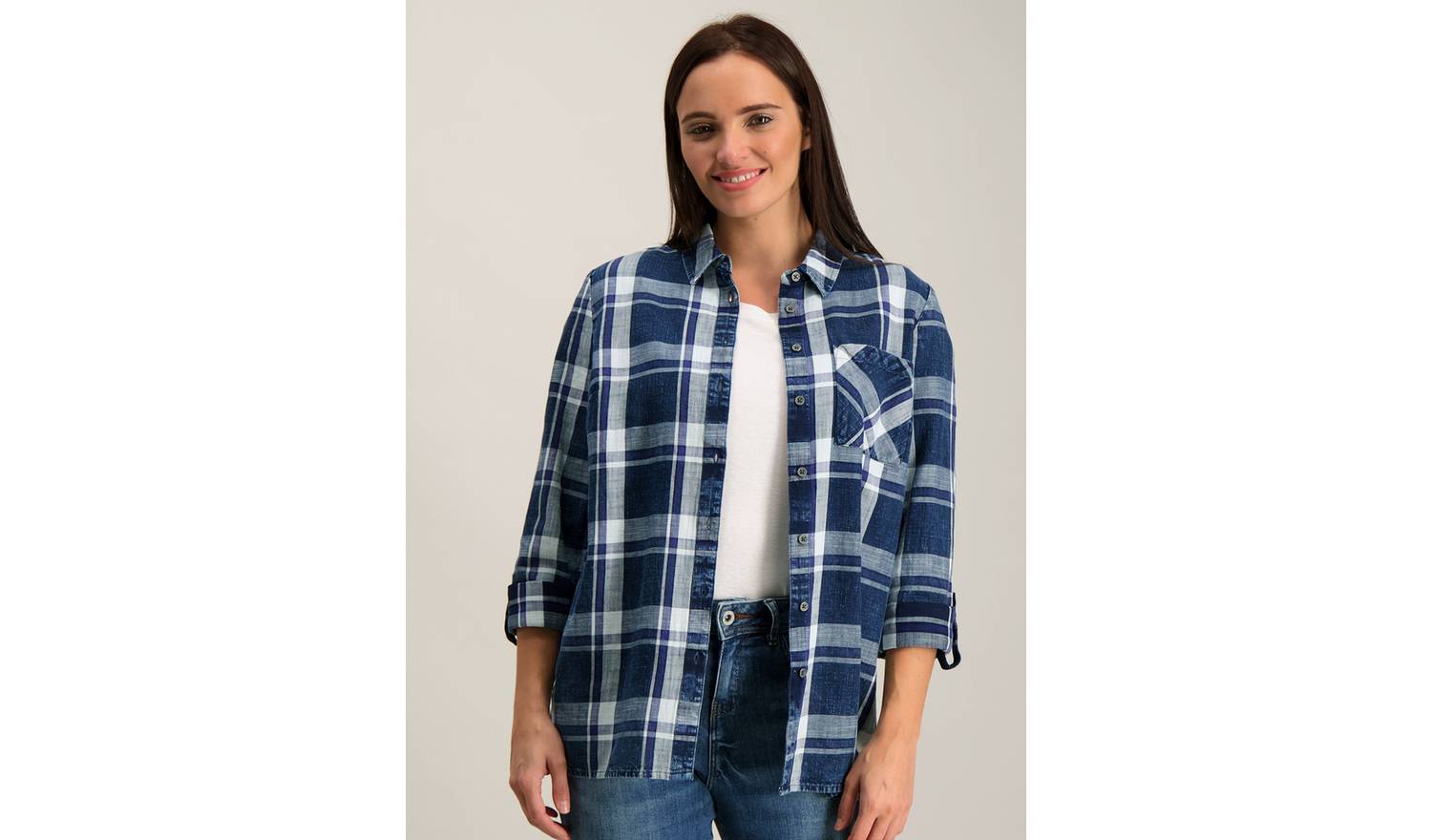 Navy Checked Western Shirt - 24