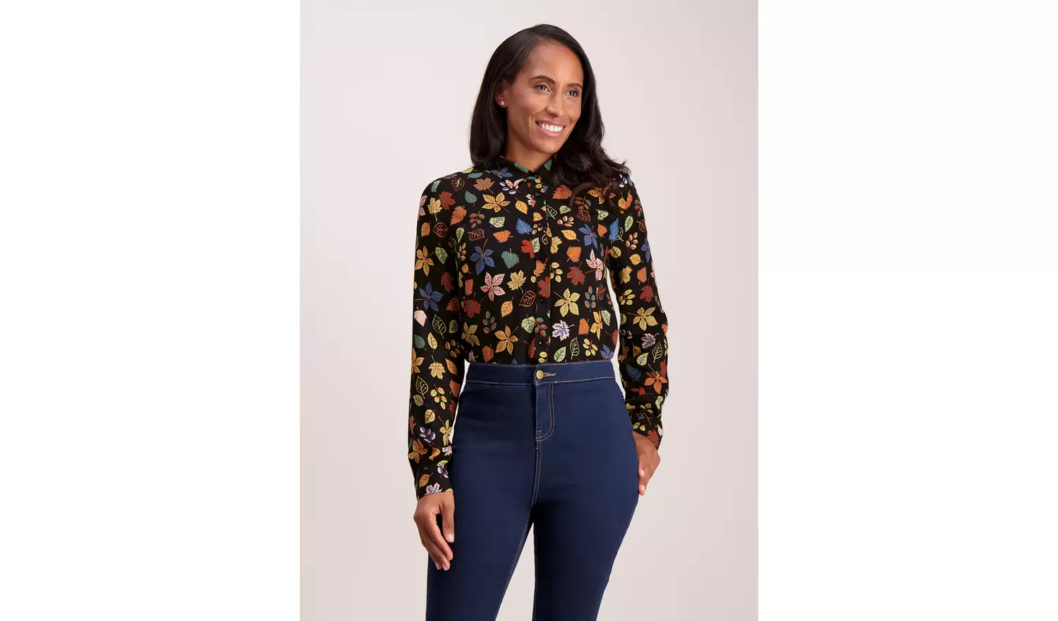 Multicoloured Leaves Print Shrt - 26