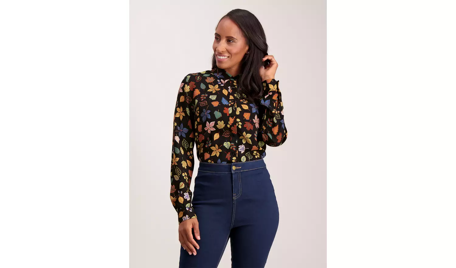 Multicoloured Leaves Print Shrt - 26