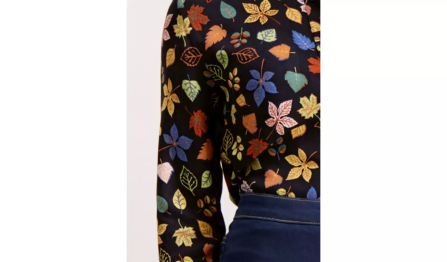 Multicoloured Leaves Print Shrt - 26