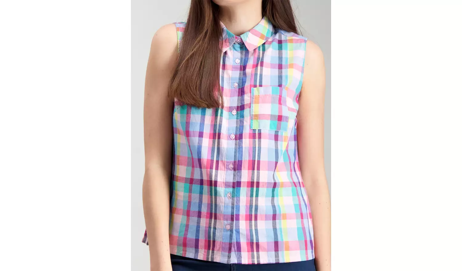 Multicoloured Check Sleeveless Shirt - 28