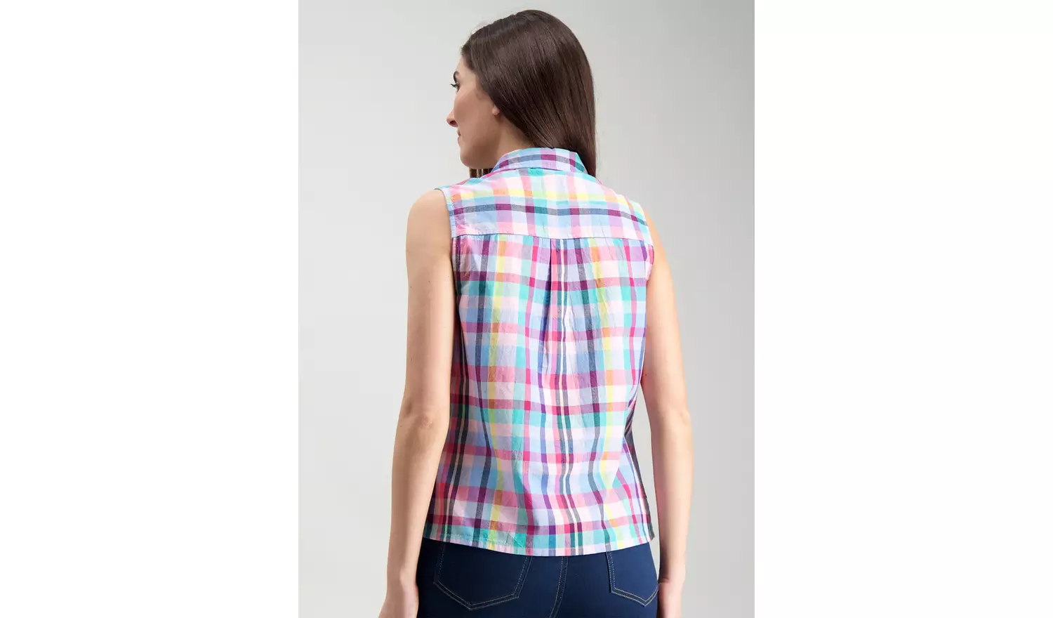Multicoloured Check Sleeveless Shirt - 28