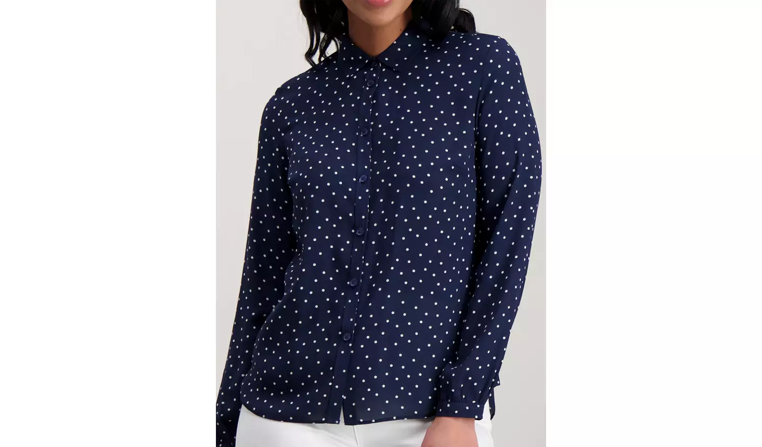 Navy Blue Spotted Print Shirt - 26