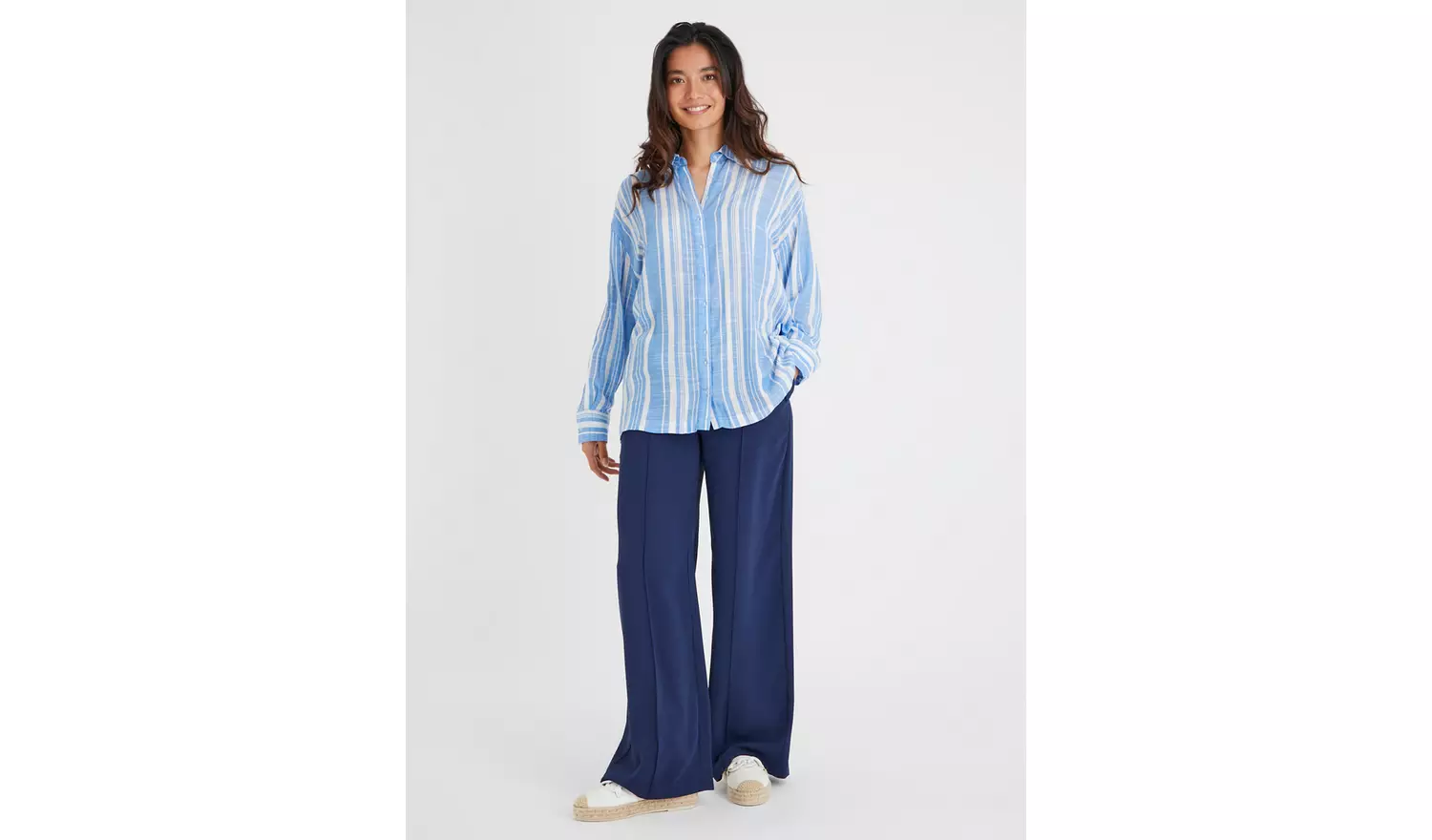 Blue Vertical Stripe Oversized Shirt 10
