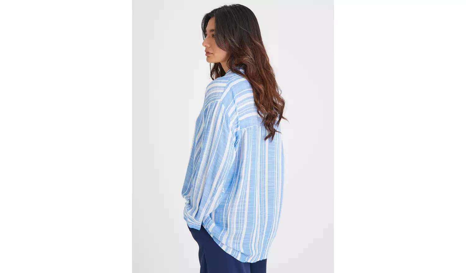 Blue Vertical Stripe Oversized Shirt 26