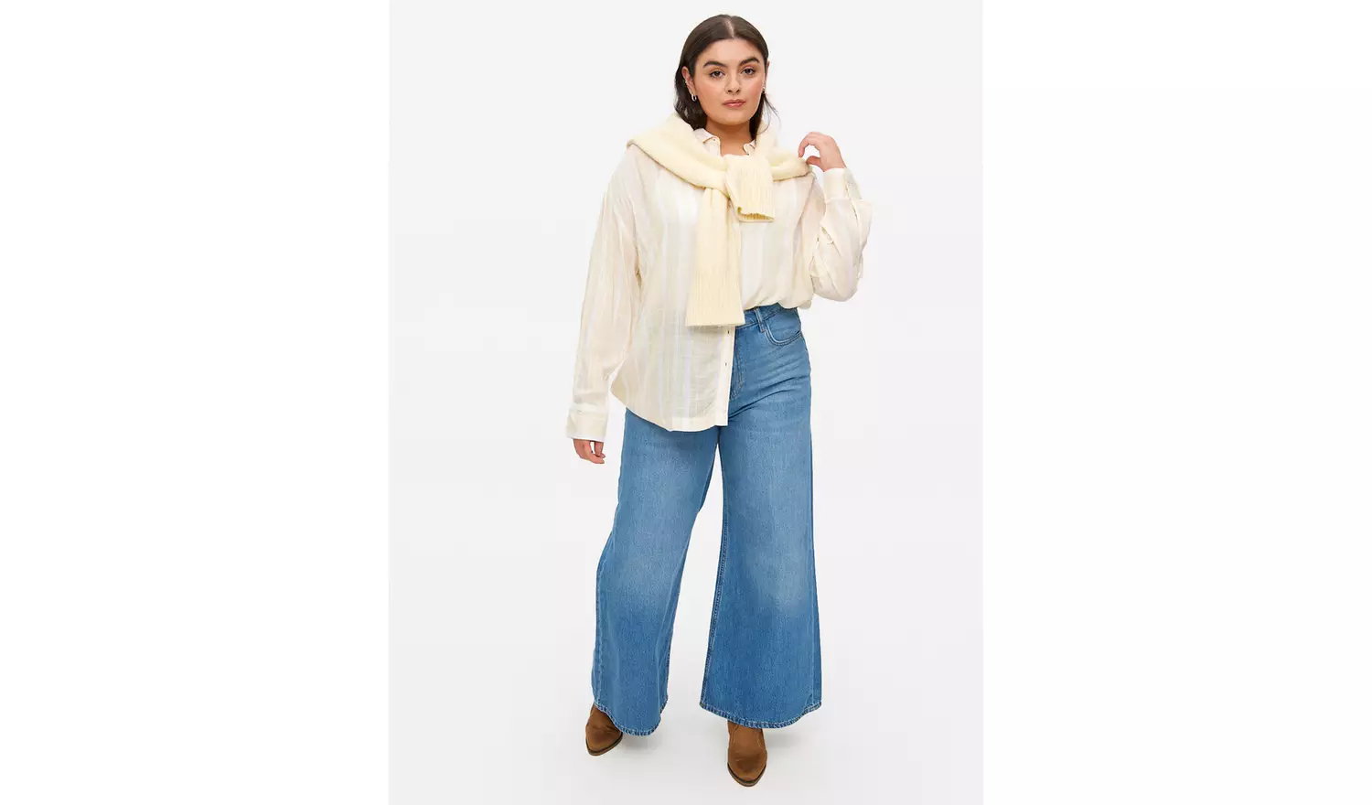 Neutral Vertical Stripe Oversized Shirt 14