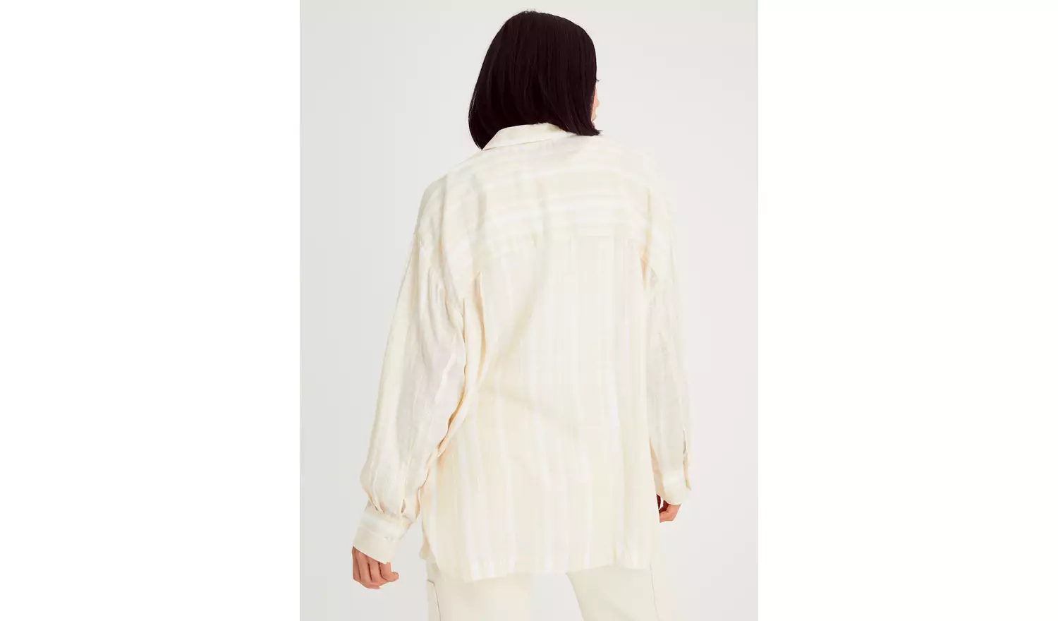Neutral Vertical Stripe Oversized Shirt 14