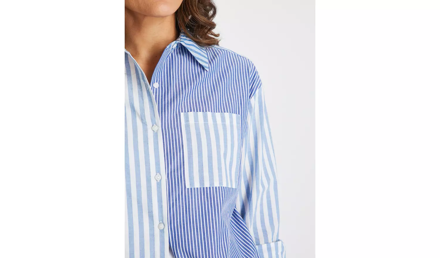 Blue Mixed Stripe Poplin Shirt 20
