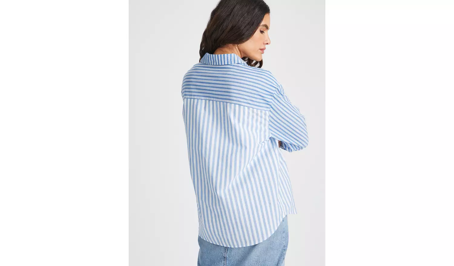Blue Mixed Stripe Poplin Shirt 16