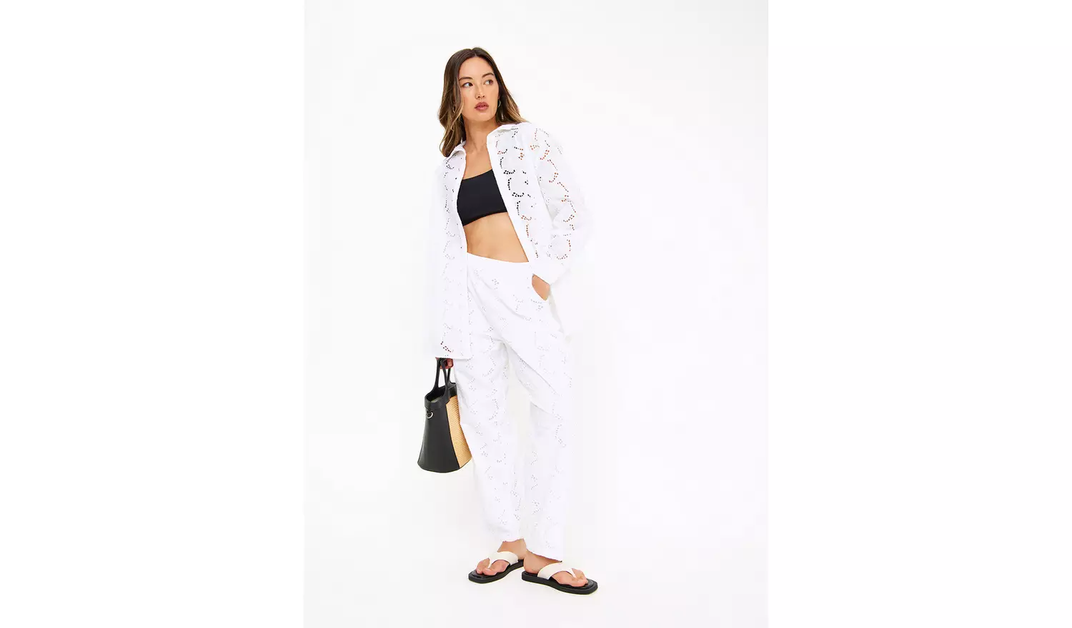 White Floral Lace Oversized Shirt 22