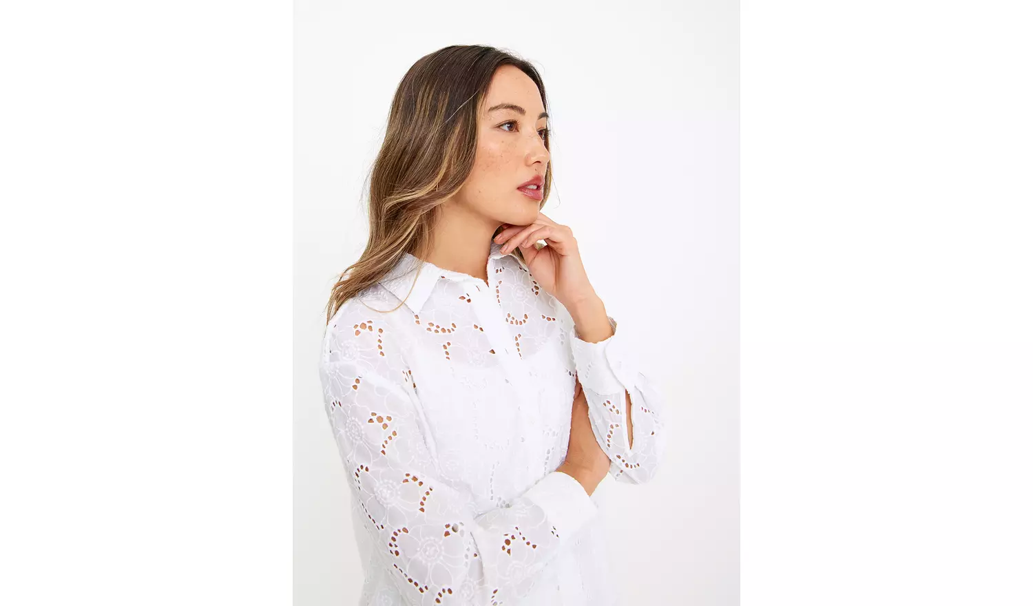 White Floral Lace Oversized Shirt 26