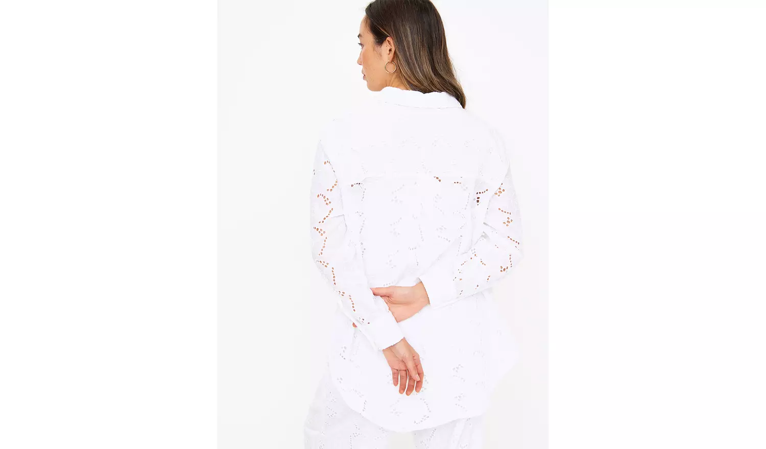 White Floral Lace Oversized Shirt 26