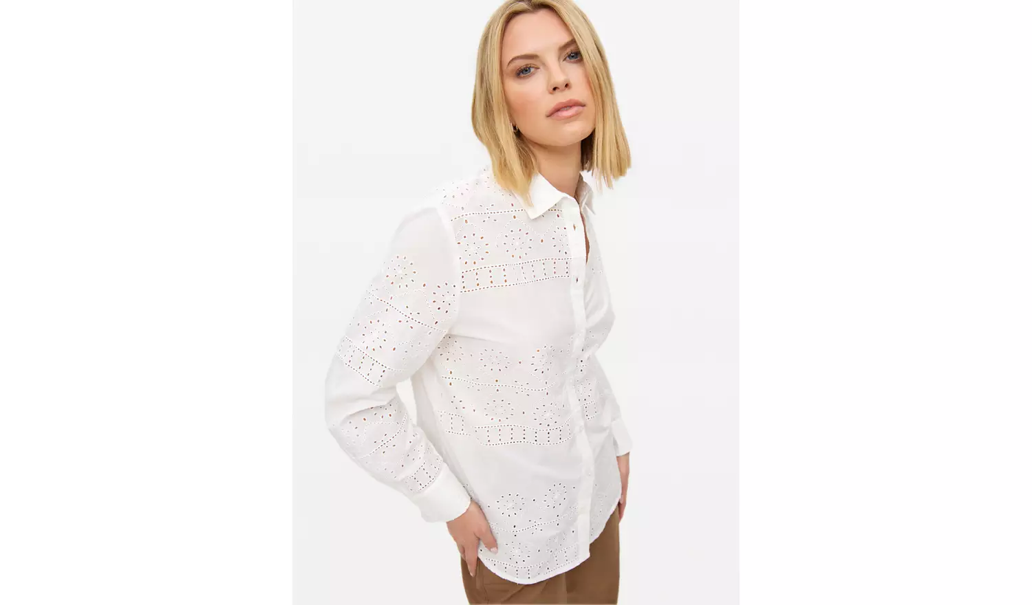 White Broderie Cotton Shirt 8