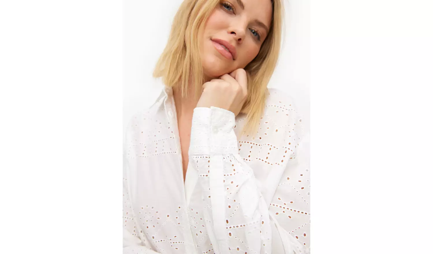 White Broderie Cotton Shirt 8