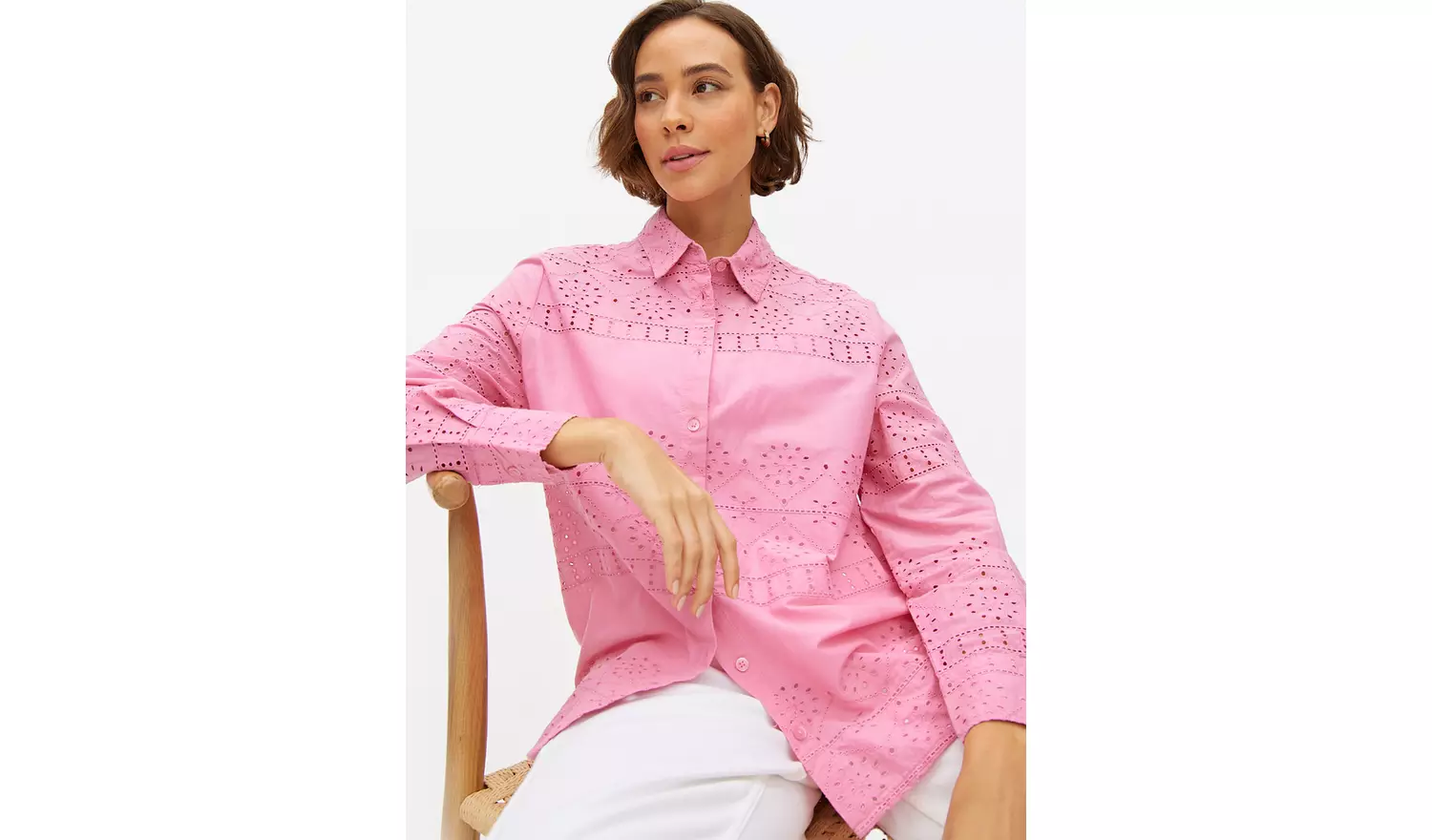 Pink Broderie Cotton Shirt 22