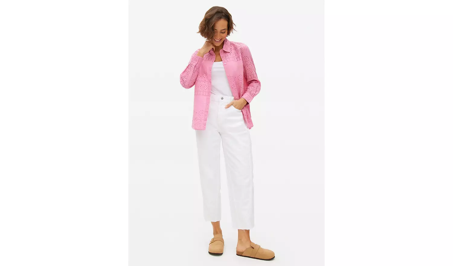 Pink Broderie Cotton Shirt 8