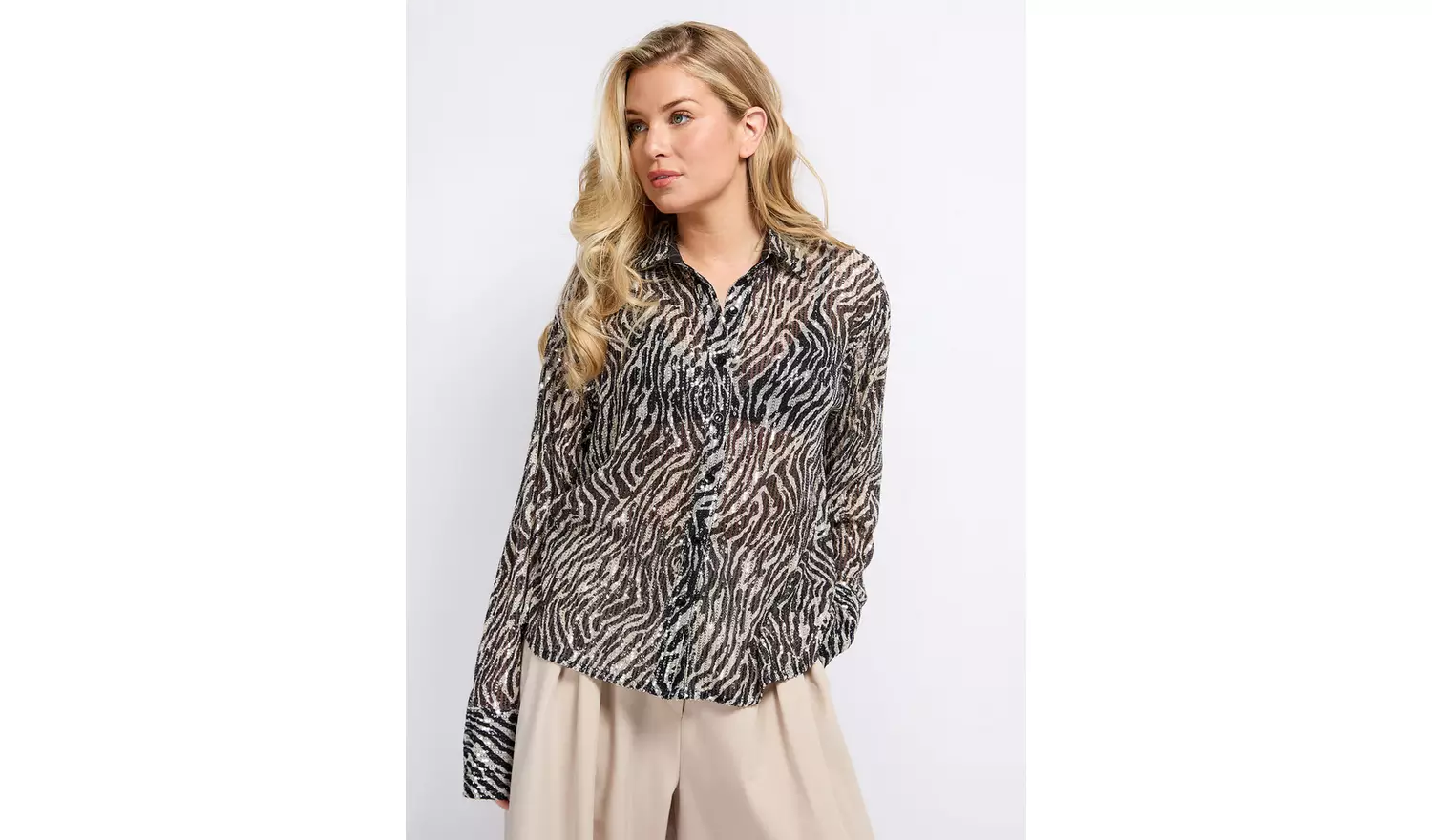 VOGUE WILLIAMS Animal Sequin Shirt 10