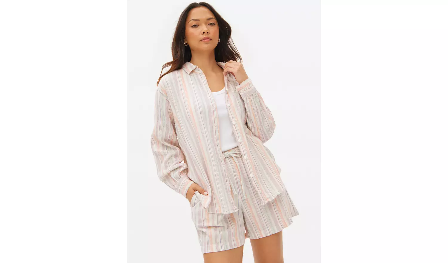 Multi Stripe Textured Co-ord Shirt 20