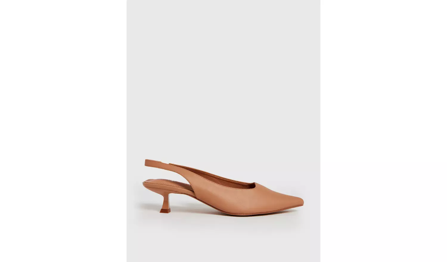 Beige Pointed Sling Back Kitten Heels - 5