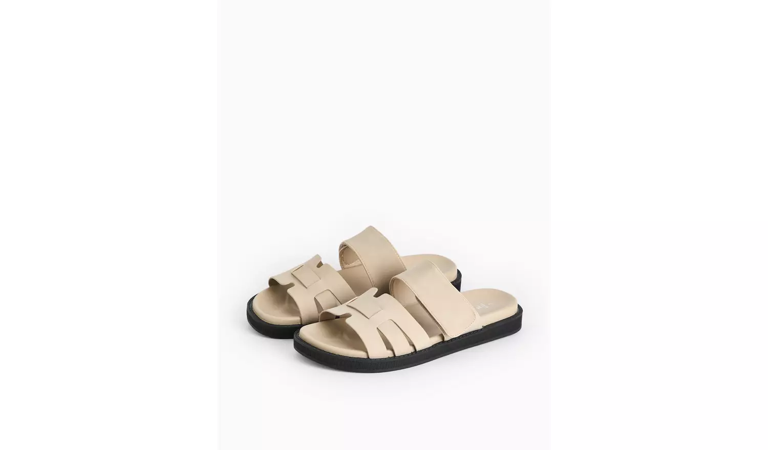 Cream Faux Leather Gladiator Strap Sandals4