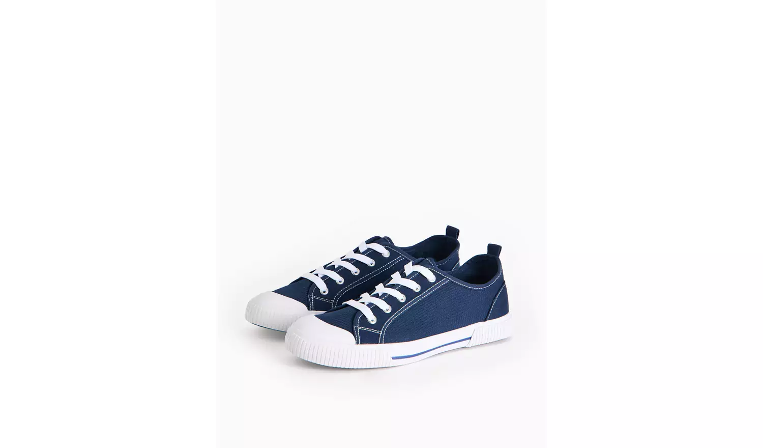 Navy Eyelet Canvas Lace up Trainers 3