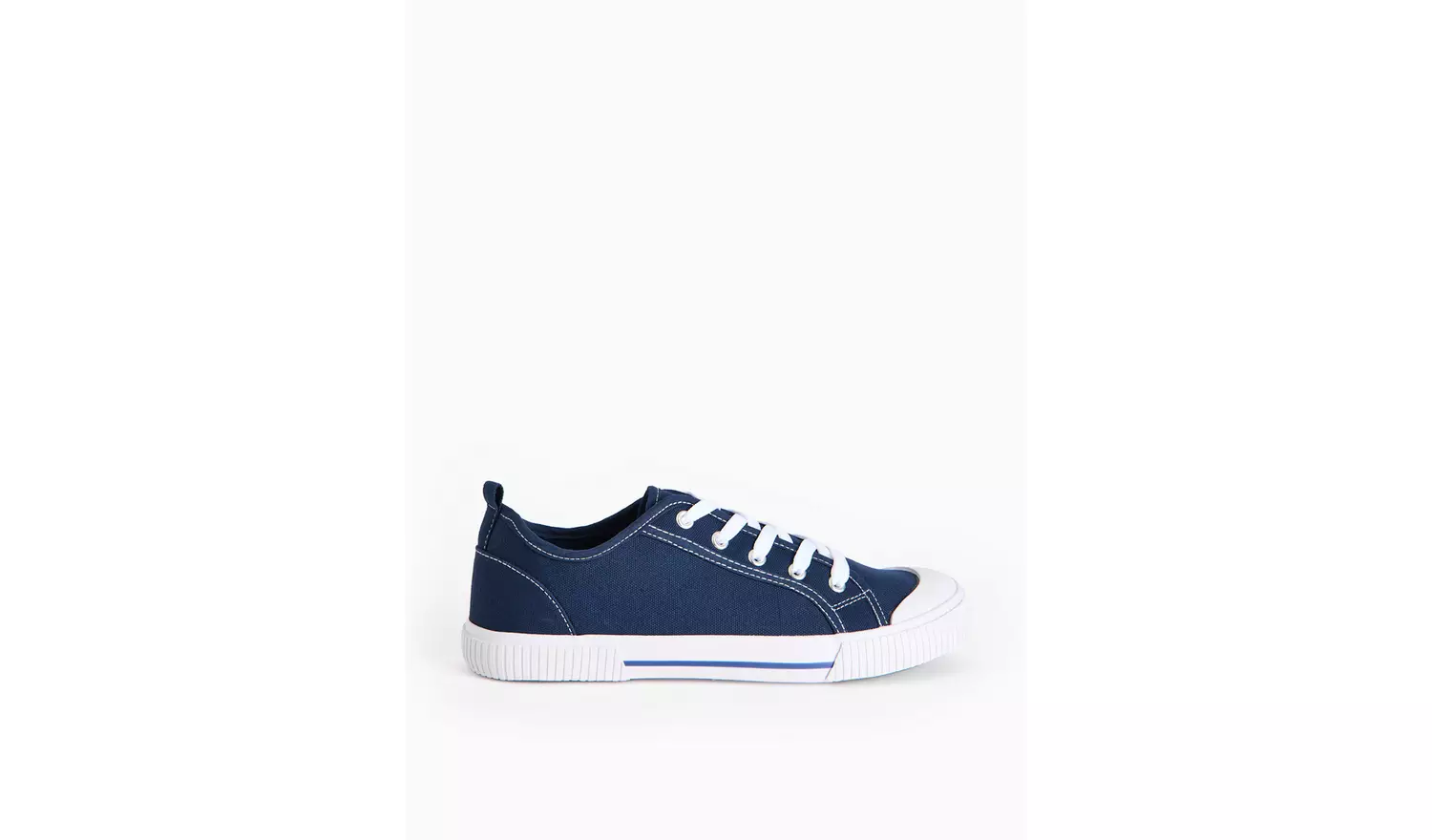 Navy Eyelet Canvas Lace up Trainers 3