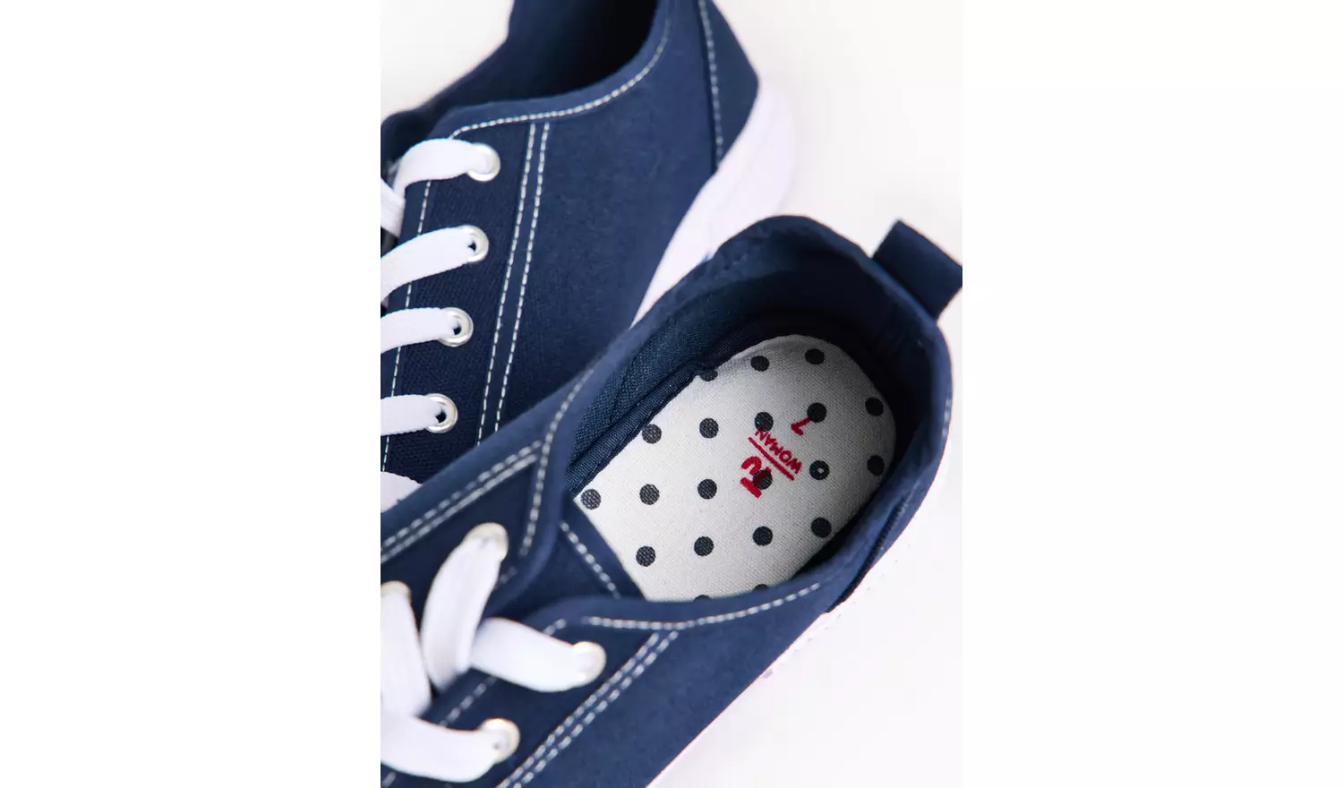 Navy Eyelet Canvas Lace up Trainers 6