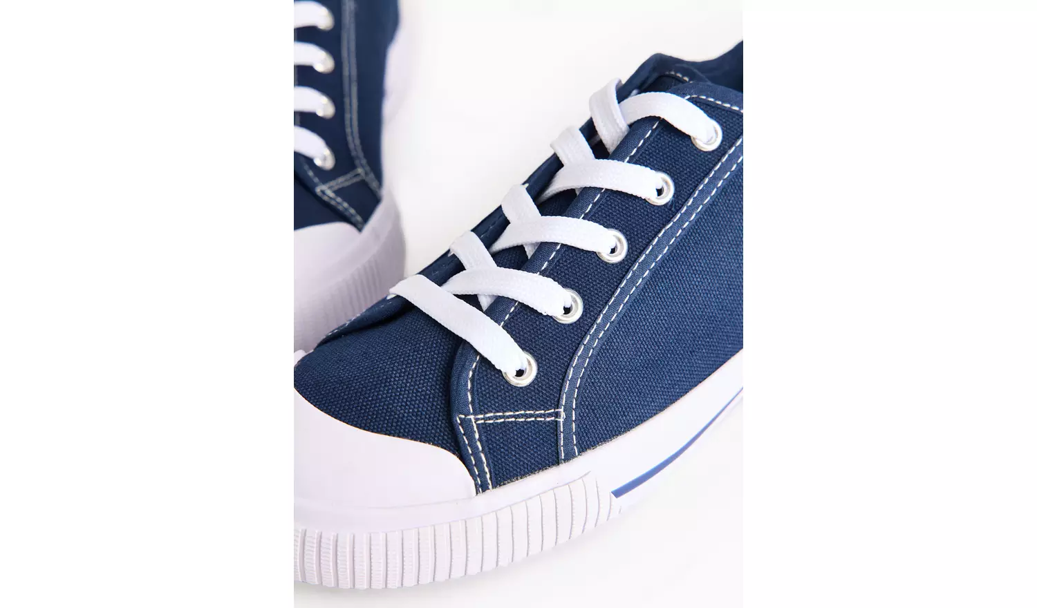 Navy Eyelet Canvas Lace up Trainers 5