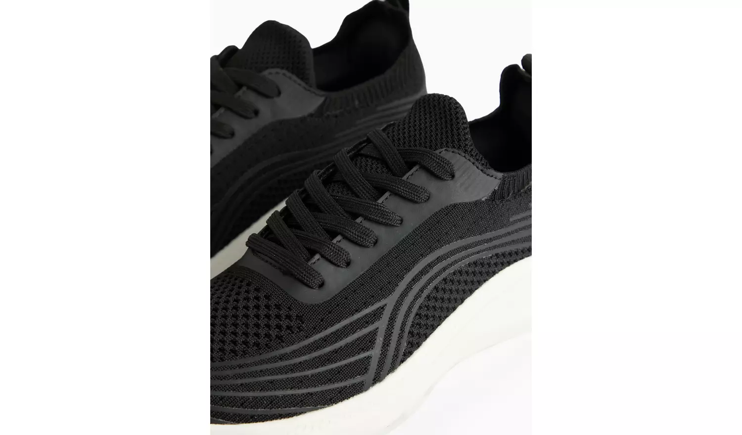 Active Black Knitted Lace-Up Trainers4
