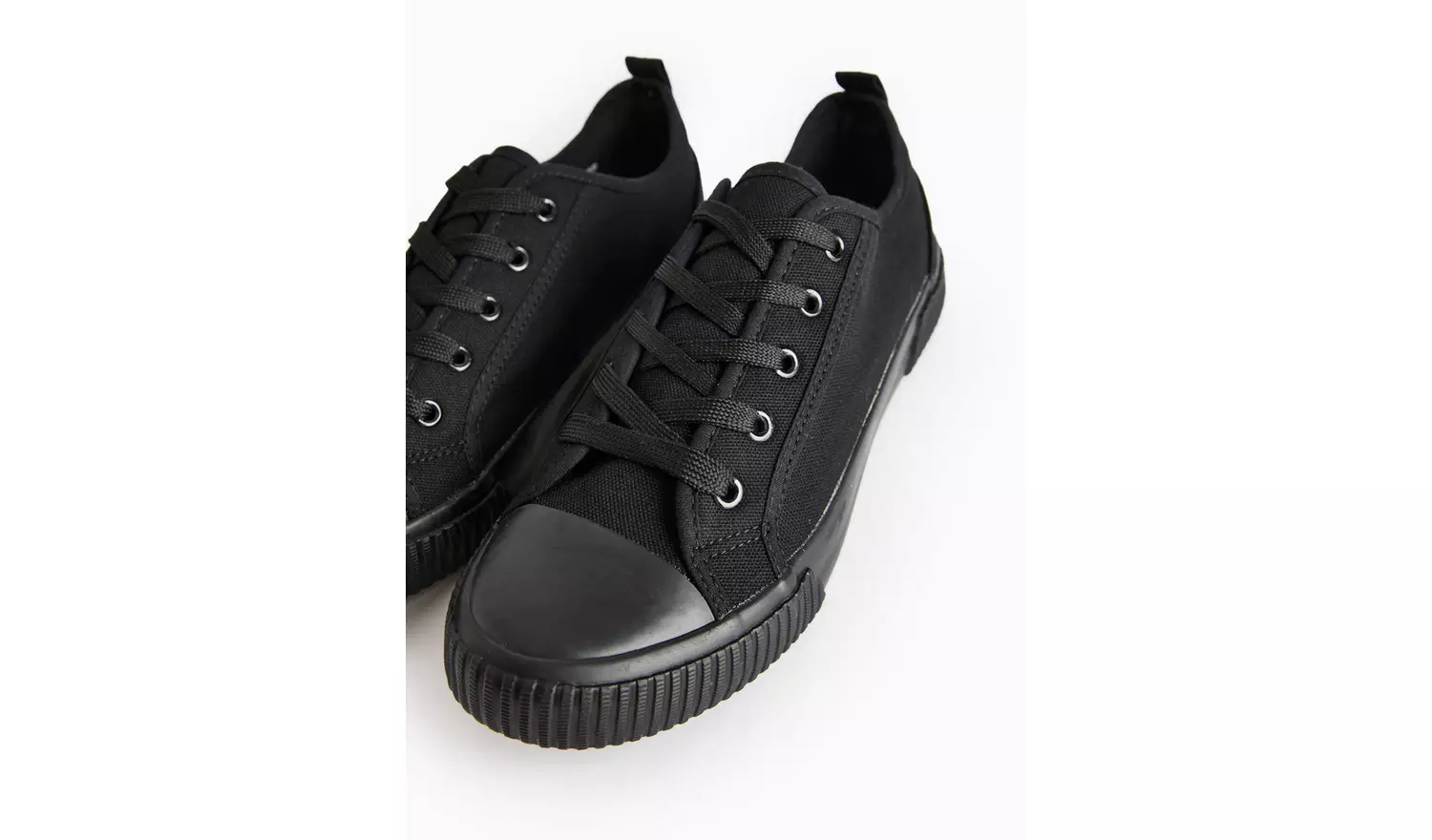 Black Eyelet Canvas Trainers7
