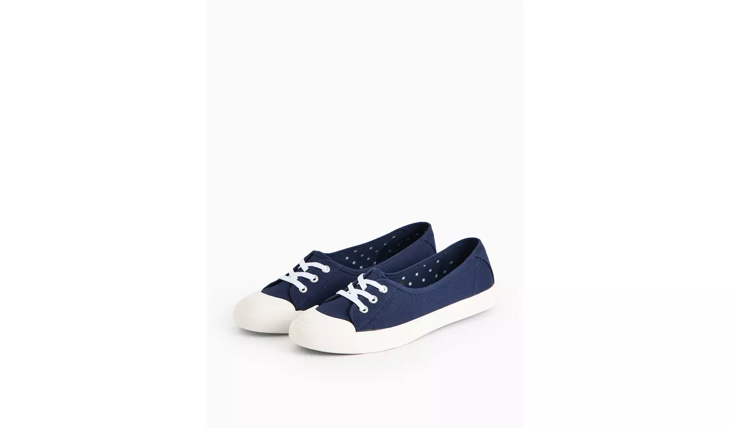 Navy Low Lace Canvas Trainers 8
