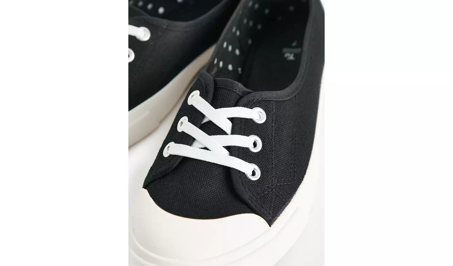 Black Low Lace Canvas Trainers 7