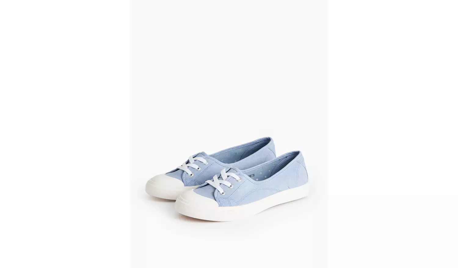 Blue Low Lace Chambray Canvas Trainers 7