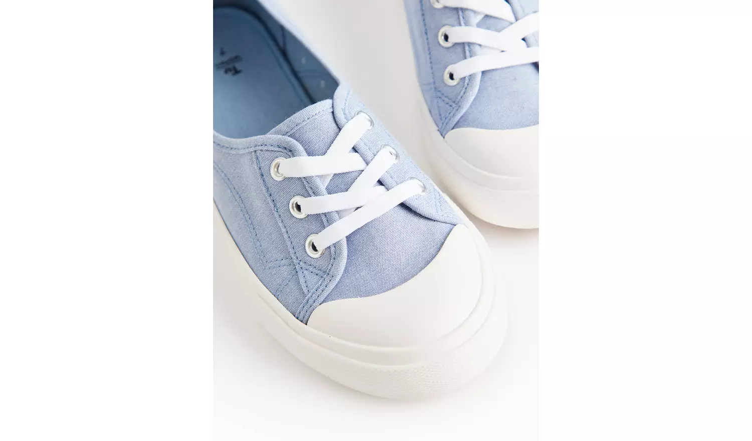 Blue Low Lace Chambray Canvas Trainers 4