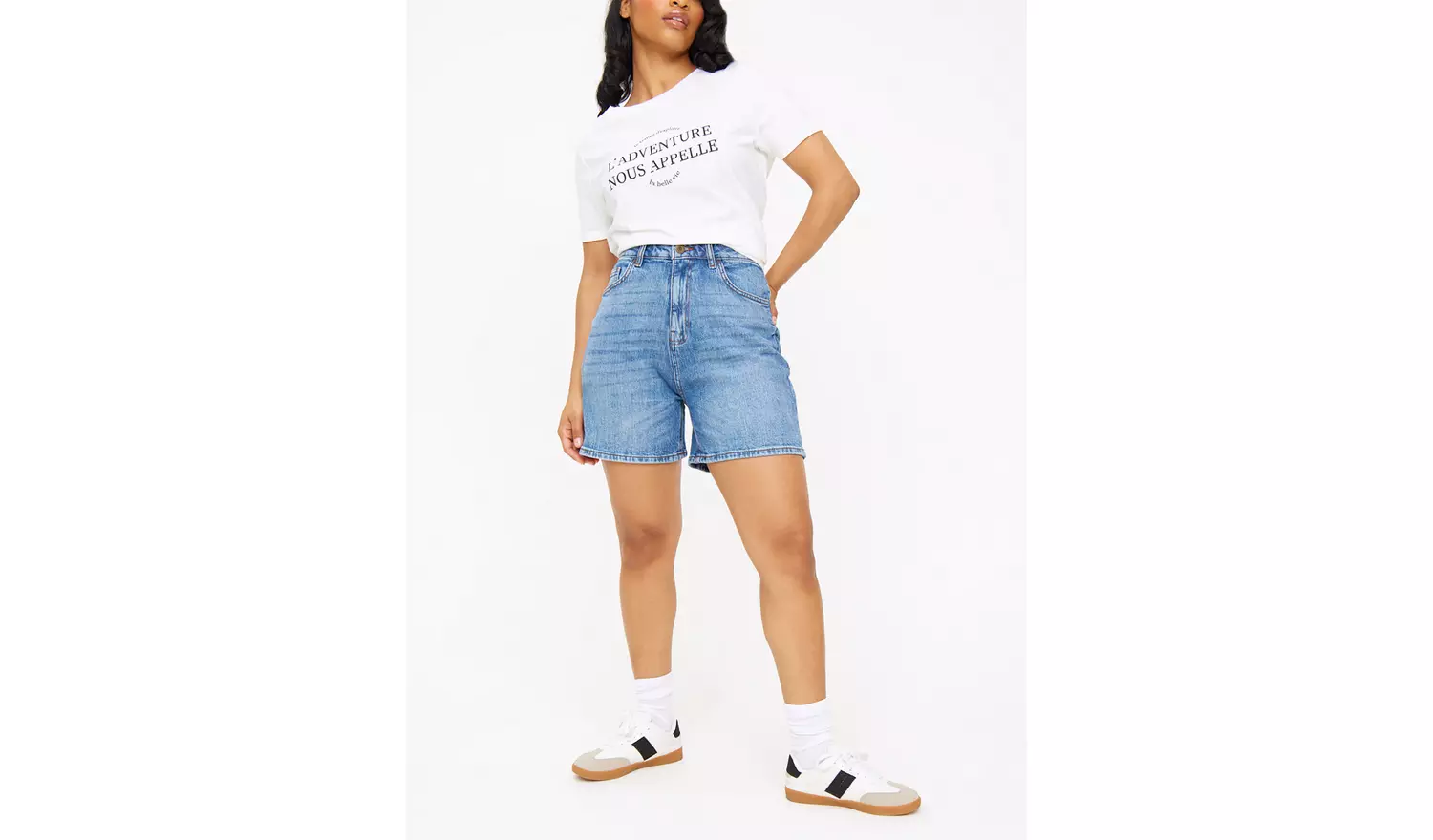 Mid Wash Denim Mom Shorts 14