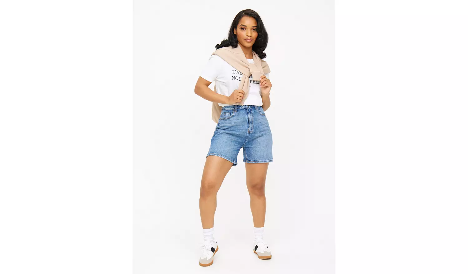 Mid Wash Denim Mom Shorts 14