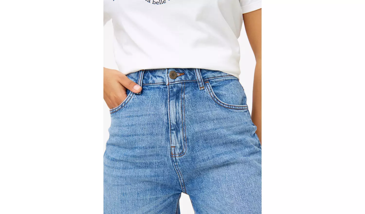 Mid Wash Denim Mom Shorts 16