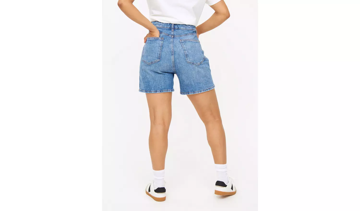 Mid Wash Denim Mom Shorts 20