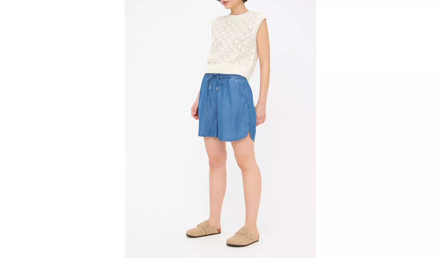 Denim Blue TENCEL™ Lyocel Pull On Shorts 18
