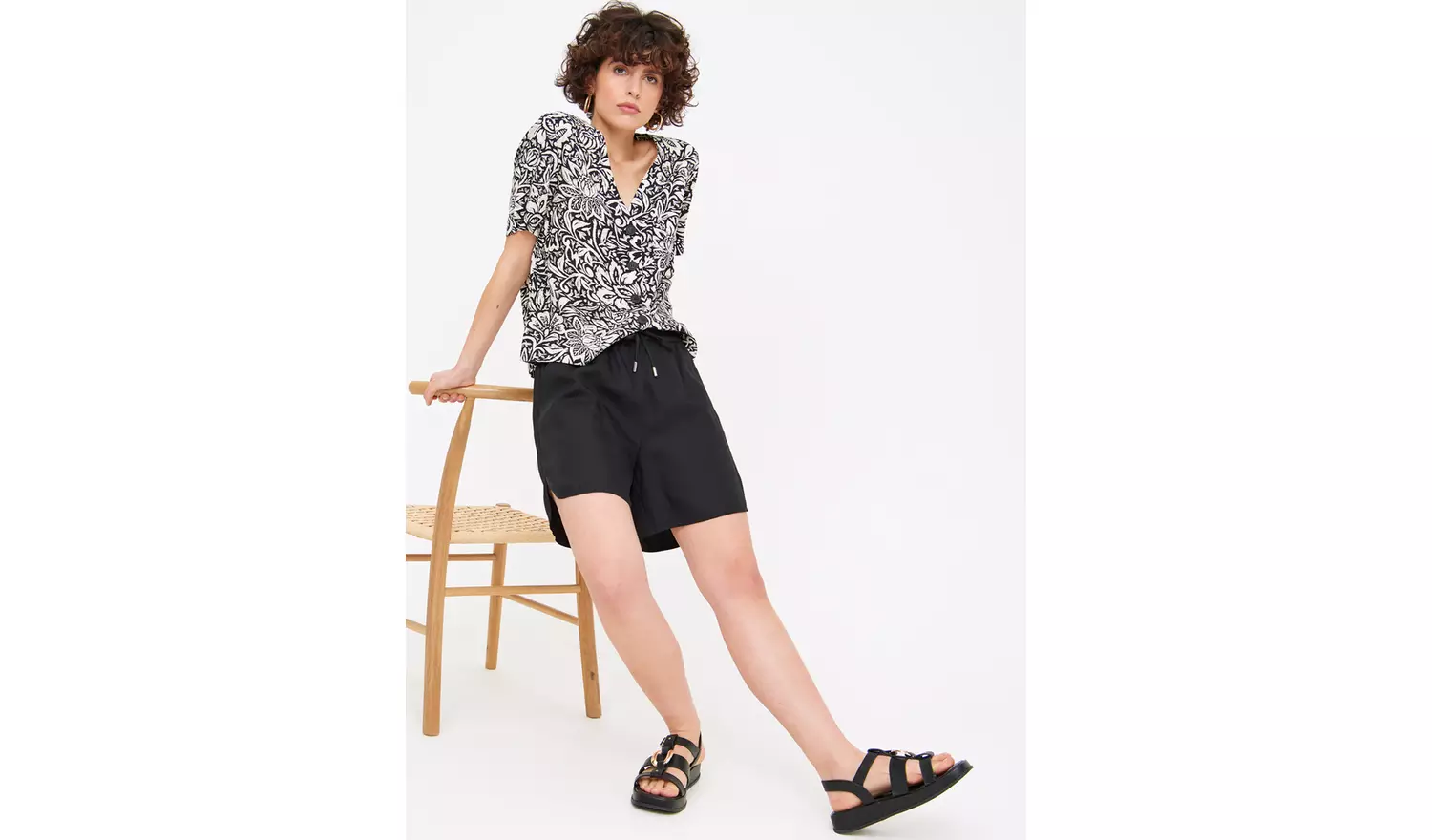 Black TENCEL™ Lyocell Pull On Shorts 8