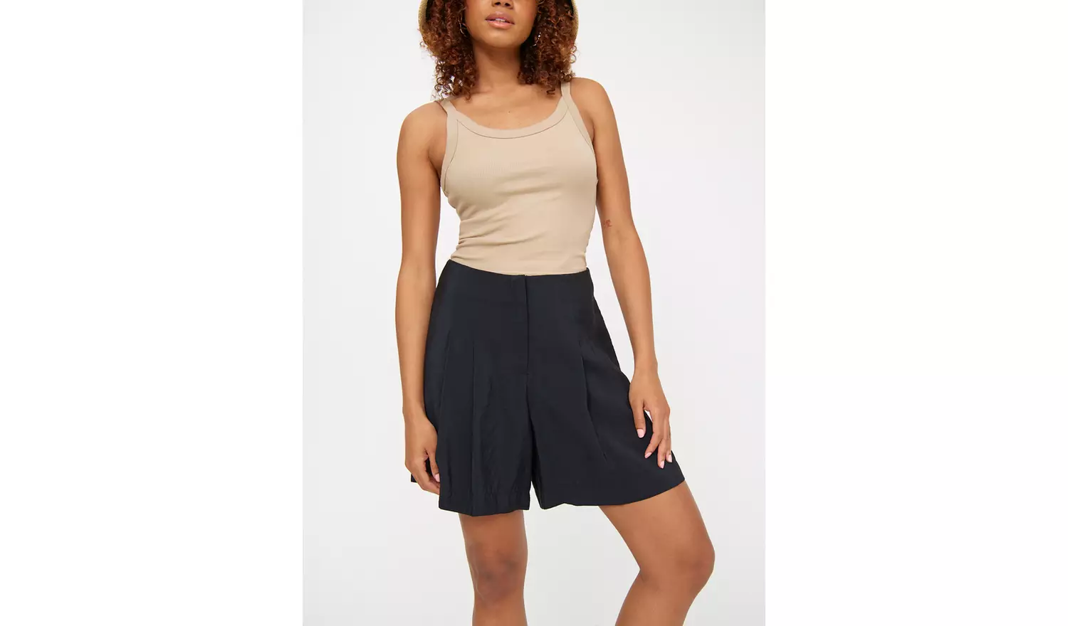 Black Tailored Tencel Shorts 12
