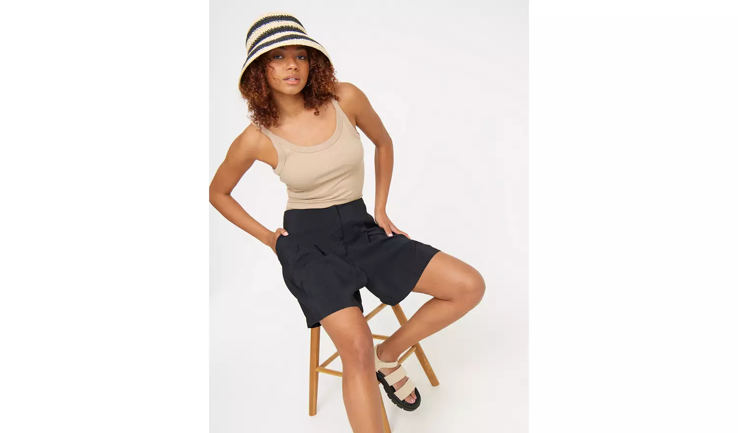 Black Tailored Tencel Shorts 18